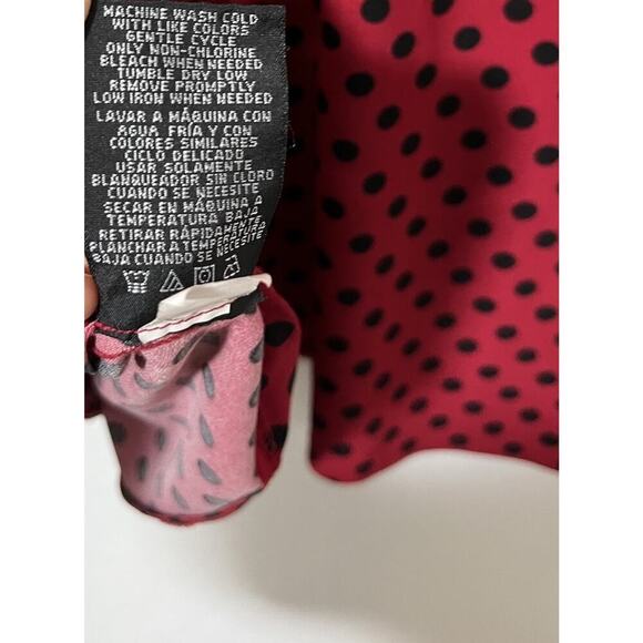 Norma Kamali Womens Jersey Polka Dot Top Size 2XL Red Stretch Retro Office 50s - Picture 6 of 6